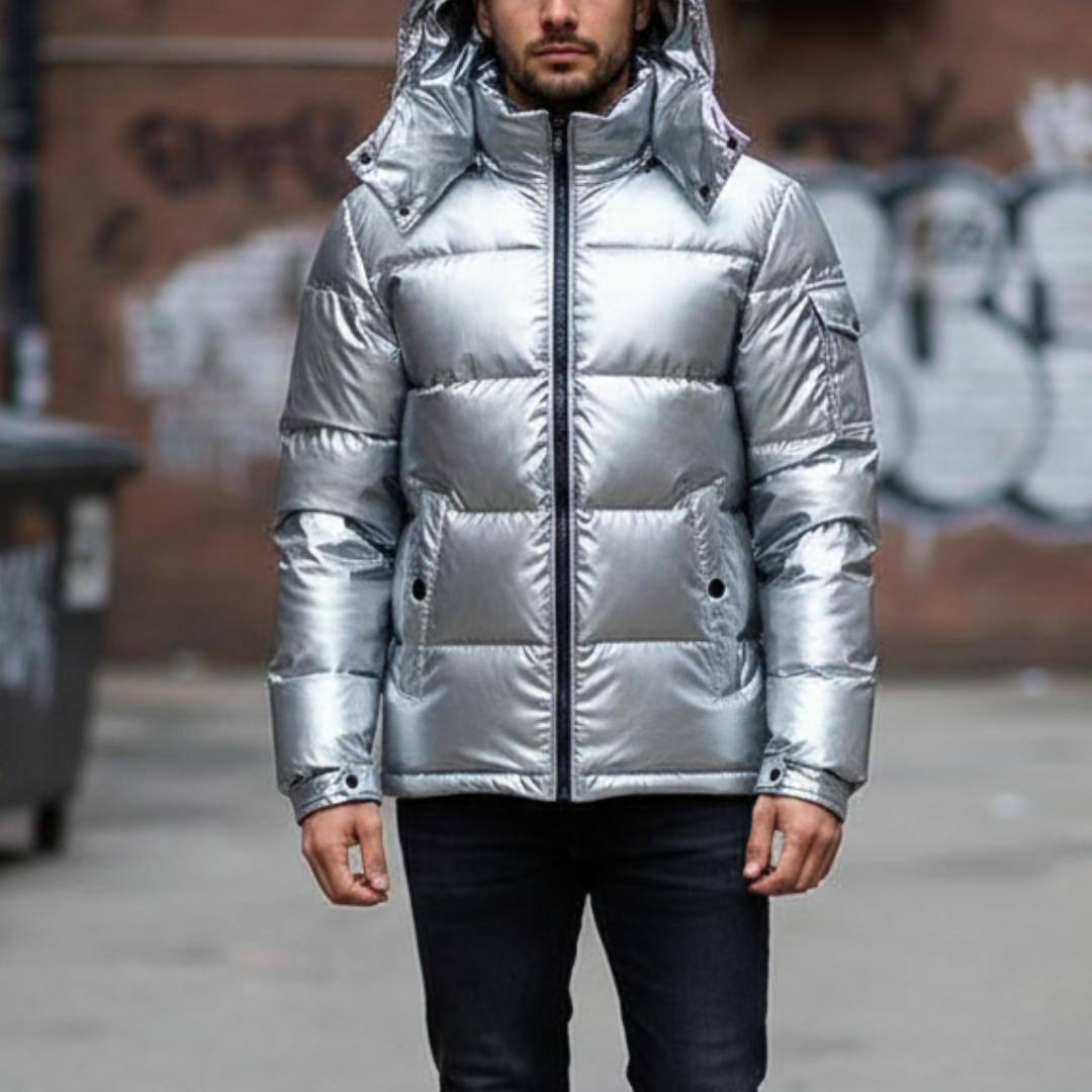 Daunenjacke Herren mit Abnehmbarer Kapuze & Glänzender Oberfläche – NordVail ArcticShield