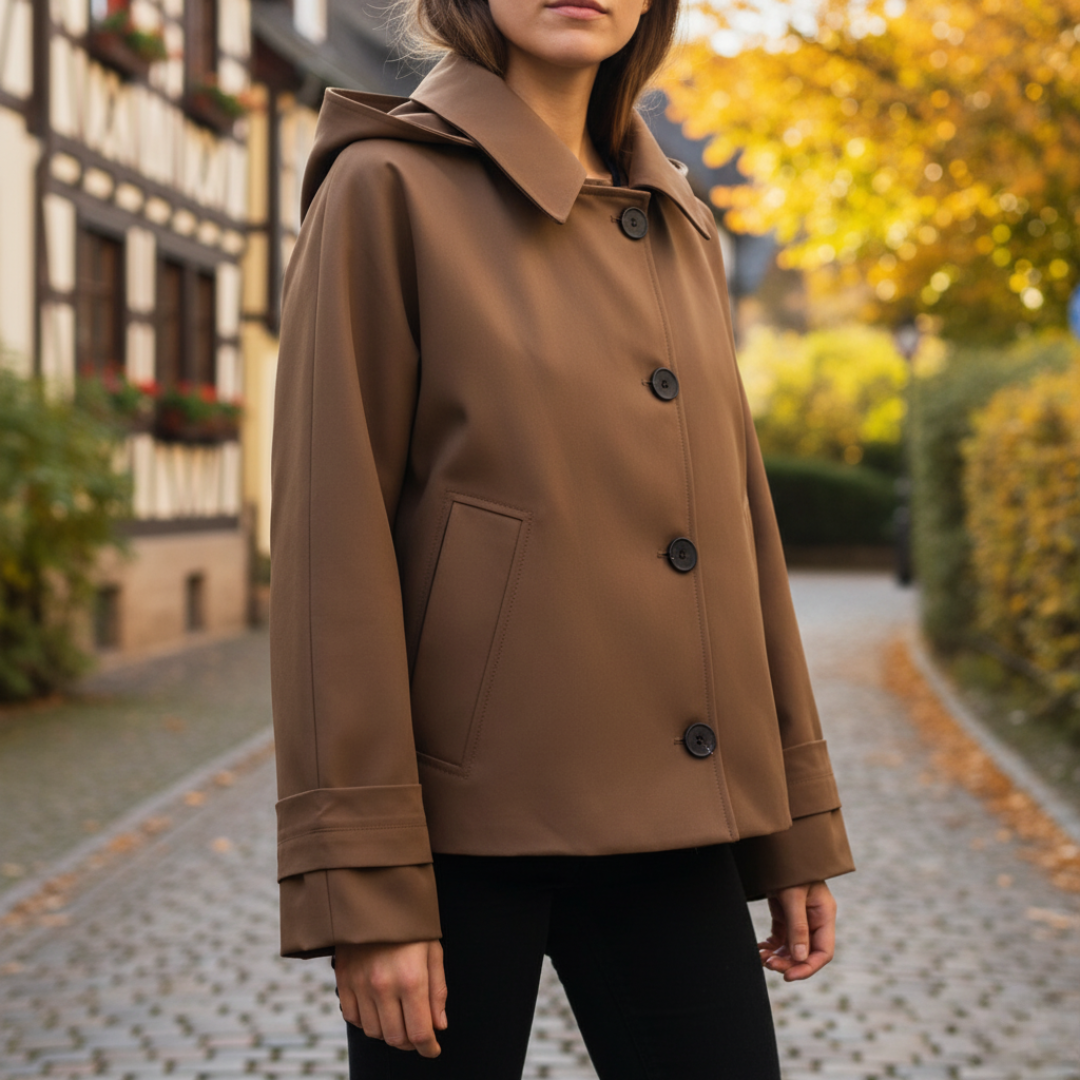 Mantel Damen mit Kapuze & Einreihigem Verschluss – UrbanEase Kurz-Trench