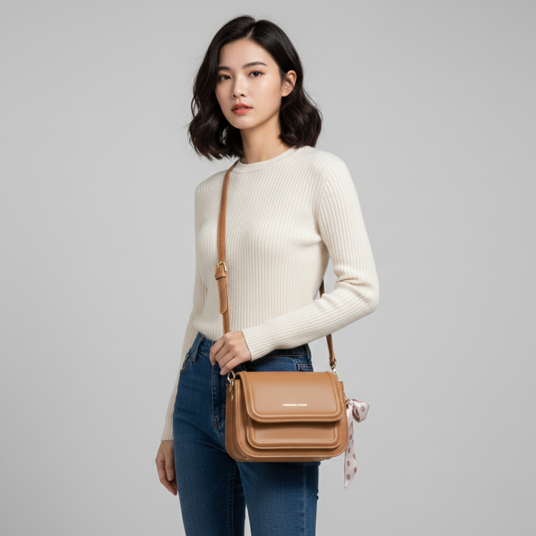 Nordspur | Kleine quadratische Schultertasche aus PU-Leder