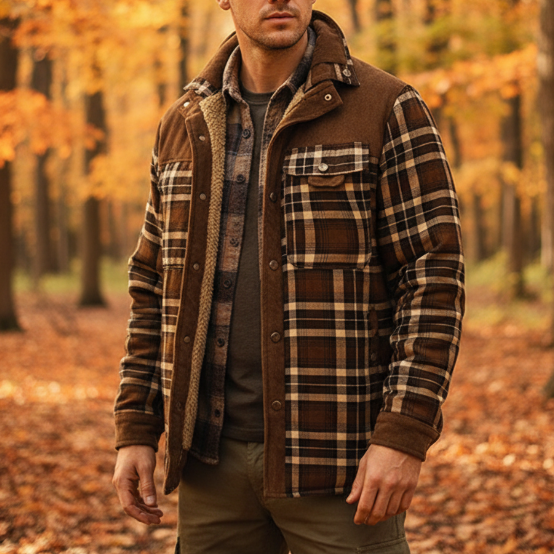 Flanell Pulloverjacke mit Fleece & Taschen – NordBerg Thermal