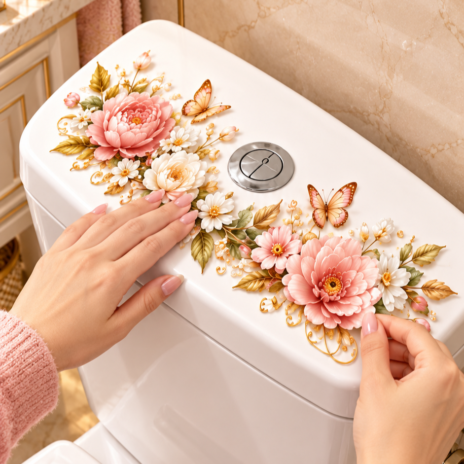 Tier- & Blumen-WC-Aufkleber – 5 charmante Designs für elegante Badezimmerdekoration