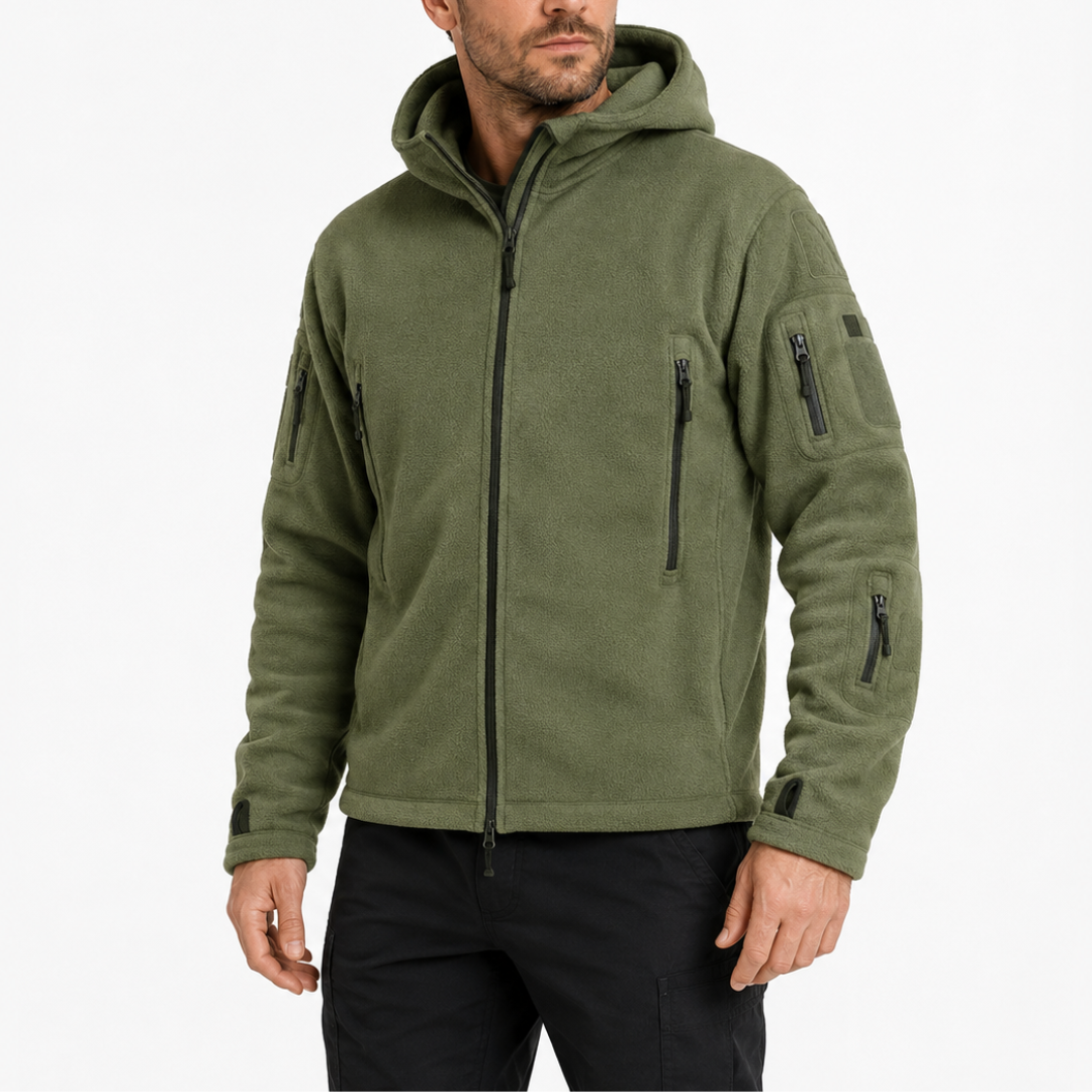 Winddichte Herren-Fleecejacke mit Kapuze – Warme Outdoor-Softshell