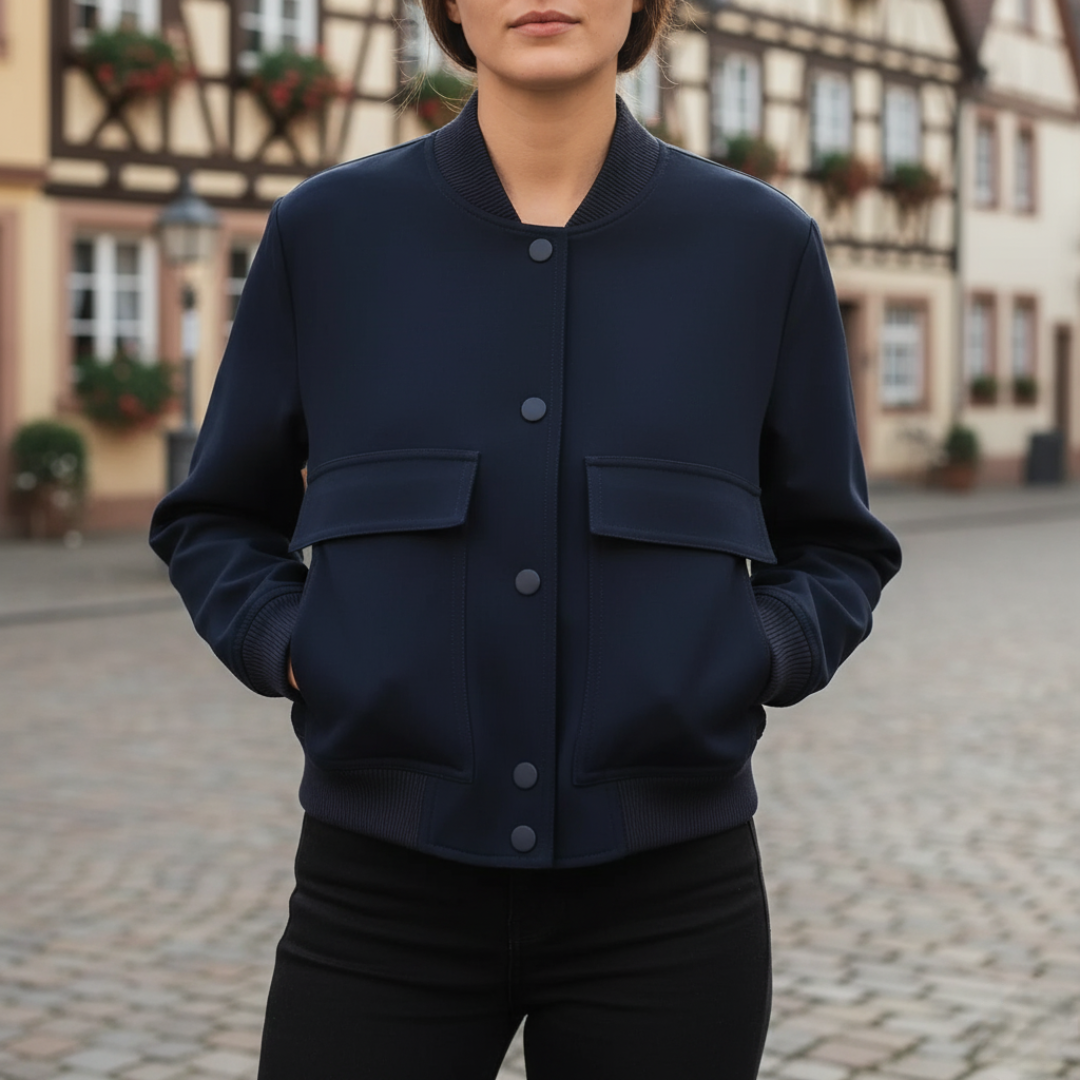 Mantel Damen mit V-Ausschnitt & Pattentaschen – Vellora Bomberjacke