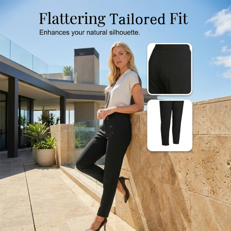 Damen-Hose mit hohem Bund und Reißverschlusstaschen – Leicht, Atmungsaktiv, Weich 26"/27" Knöchelhose
