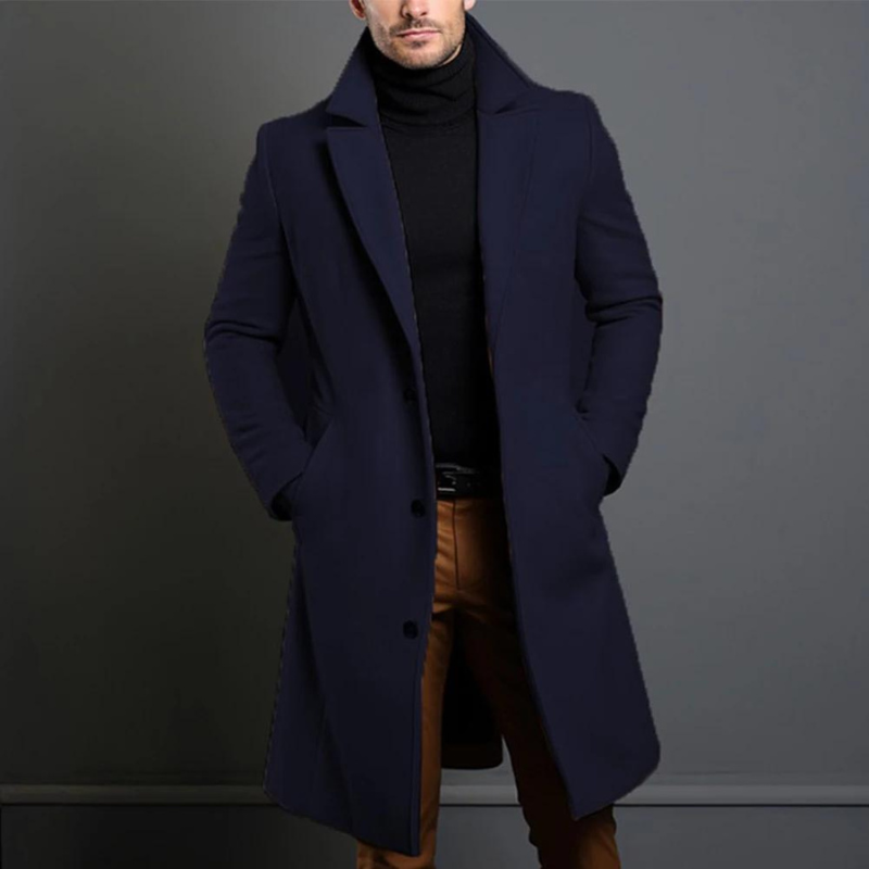 Herren Wollmantel – Taillierter Longline-Layer für Business und Winterkleidung