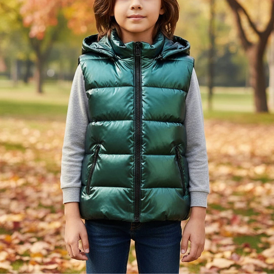 Weste für Kinder mit Kapuze & Glanzoptik – FrostShell Vest