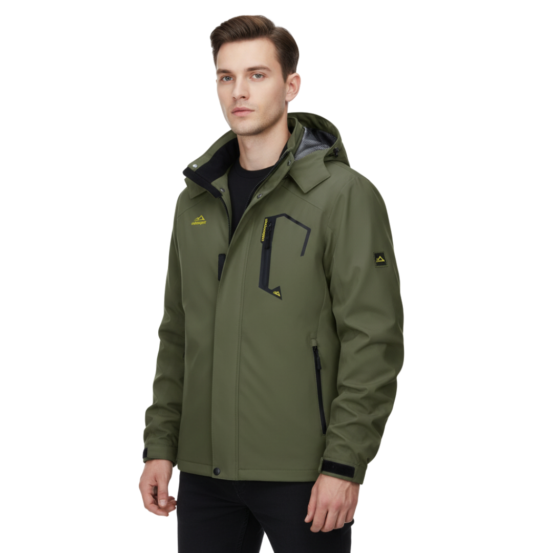 Wasserdichte Outdoorjacke für Herren – Mantel mit abnehmbarer Kapuze