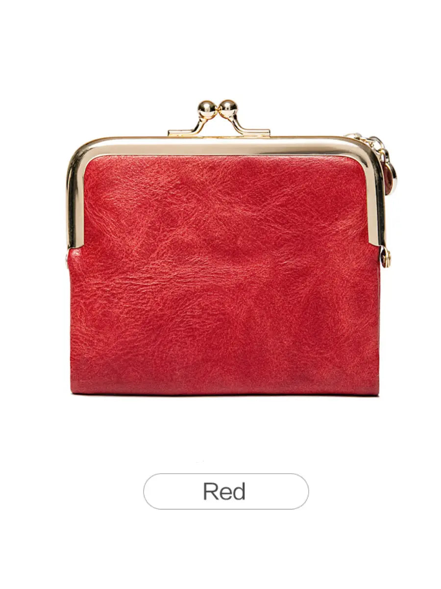 Kompakte Bifold-Geldbörse im Vintage-Stil mit Bügelverschluss-Münzfach