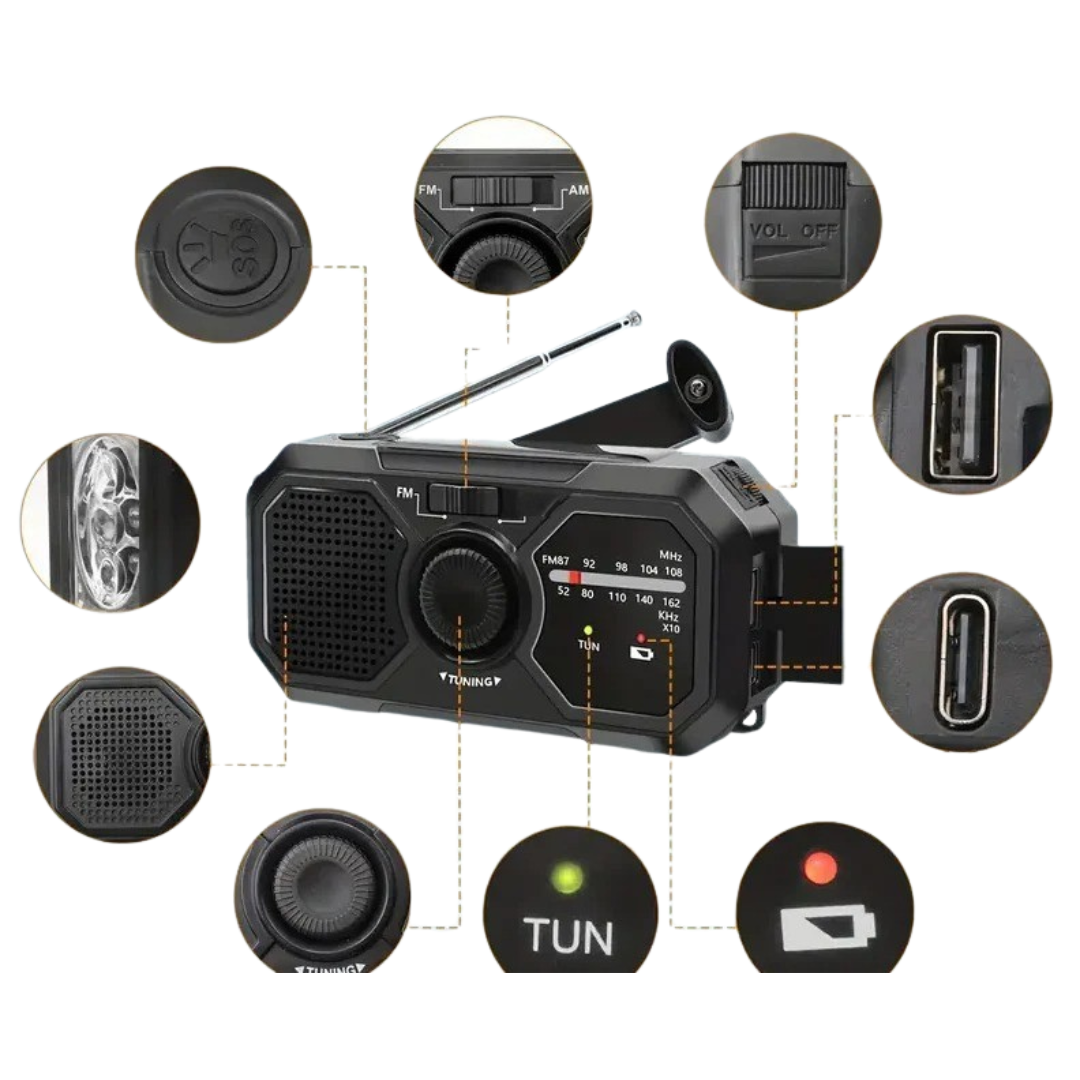 Nordspur | Auralight Tragbares Solar-Kurbel-Radio