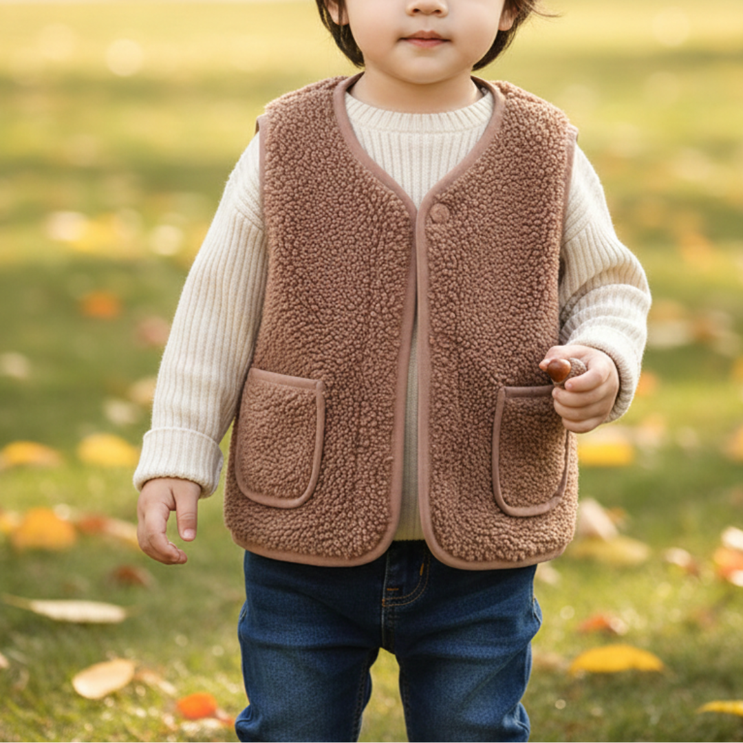 Weste für Kinder mit Reißverschluss & Tasche – CozyBear Vest