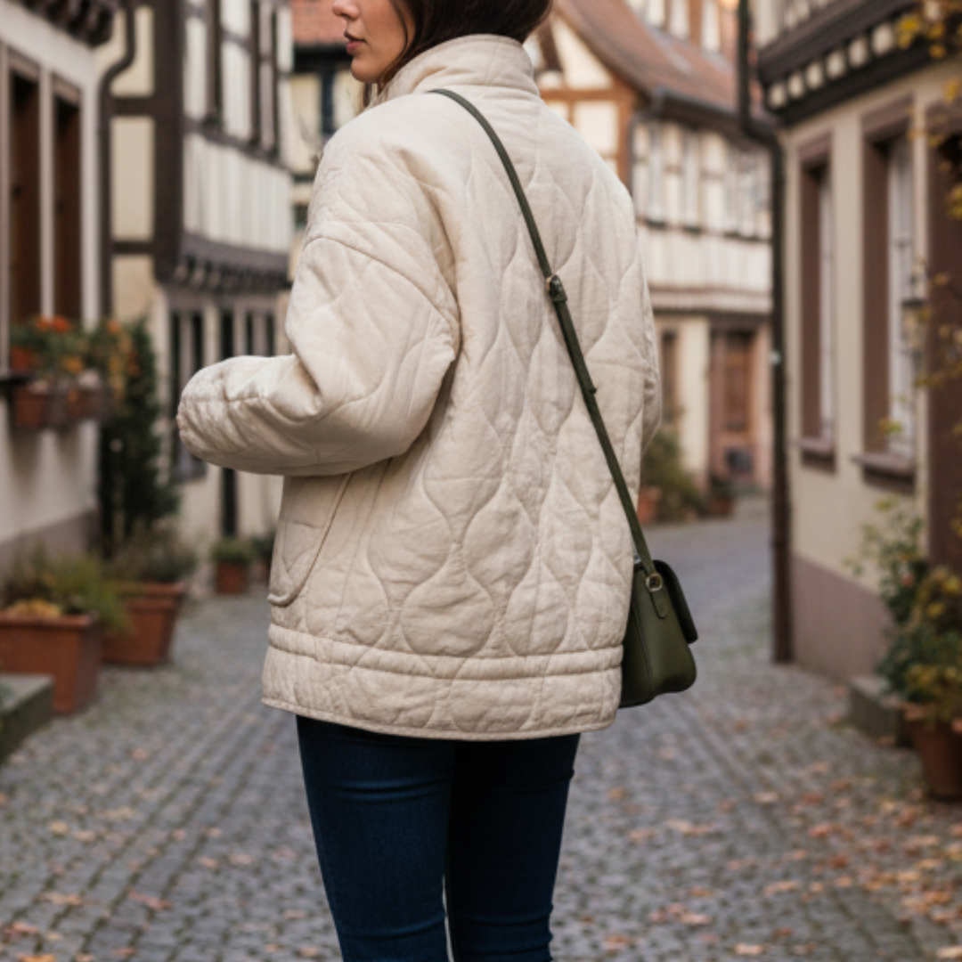 Mantel Damen gesteppt mit hohem Kragen & Taschen – QuiltaWarm Jacke