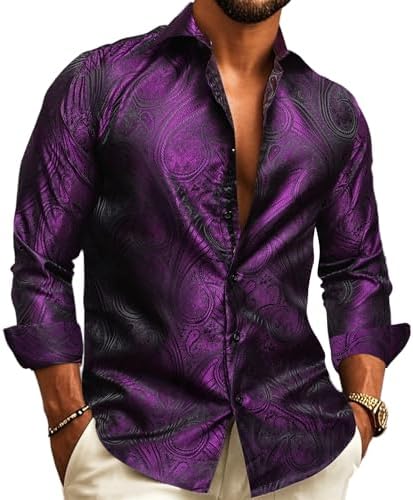 Herren Paisley-Jacquard-Hemd – Raffinierter Langarmstil für Hochzeiten und Abendgarderobe