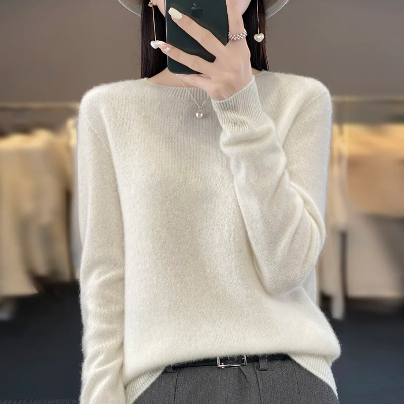 Cashmere Pullover Damen Stilvoller Rundhals, Weich & Komfortabel