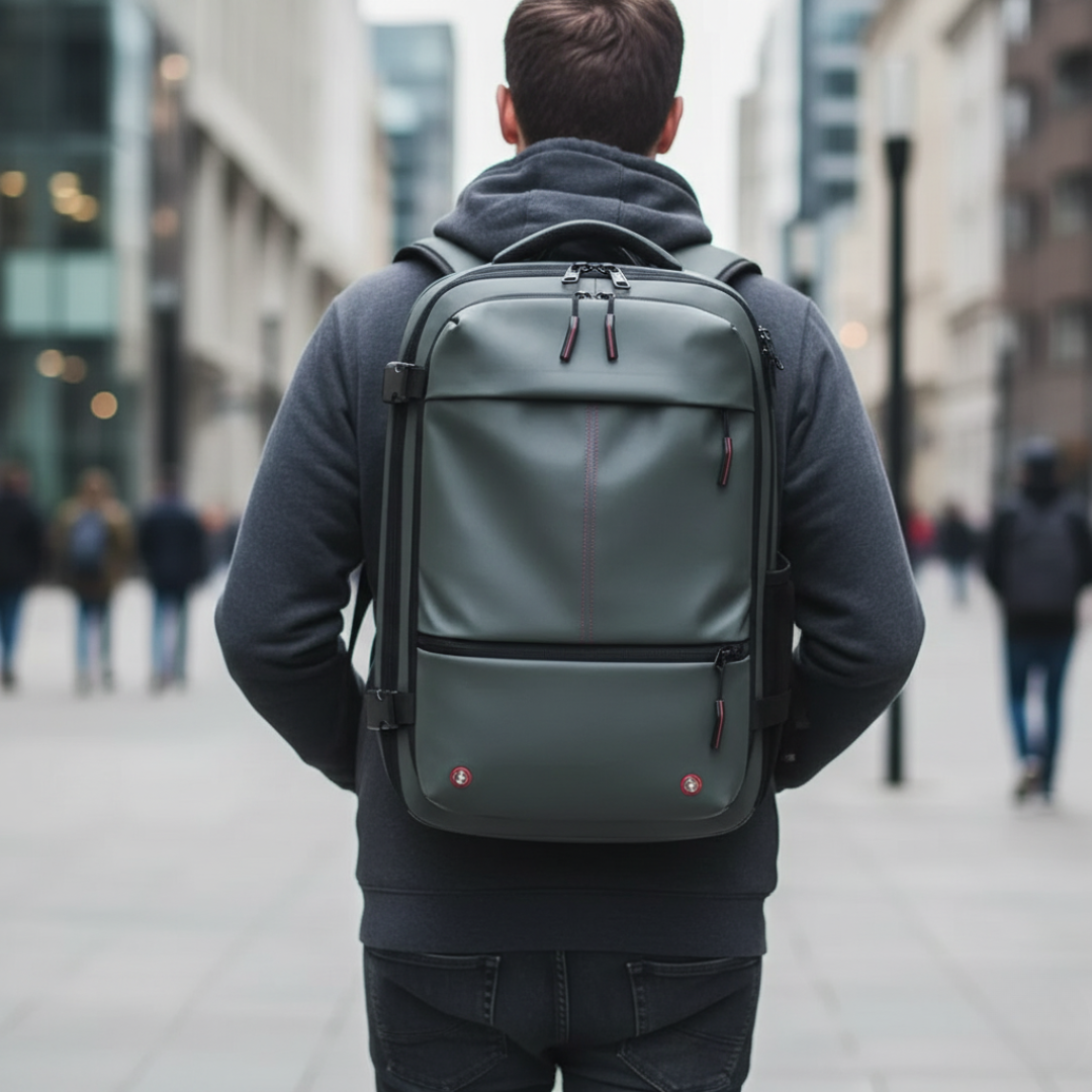 Taschen Rucksack 60L mit Kompressionssystem & Nass-/Trockenfach – PackForm Traveler