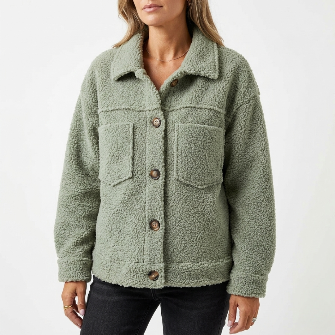 Teddyjacke Damen kurz & warm mit Reverskragen – CozySpring Jacket