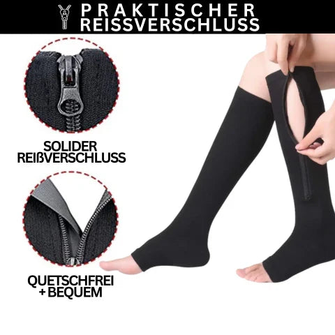 Bequeme Kompressionsstrümpfe mit Zipper