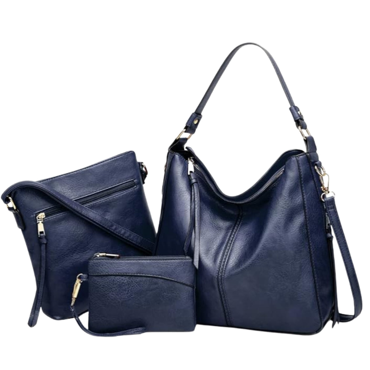 Luxuriöses Leder 3-teiliges Hobo-Taschen-Set