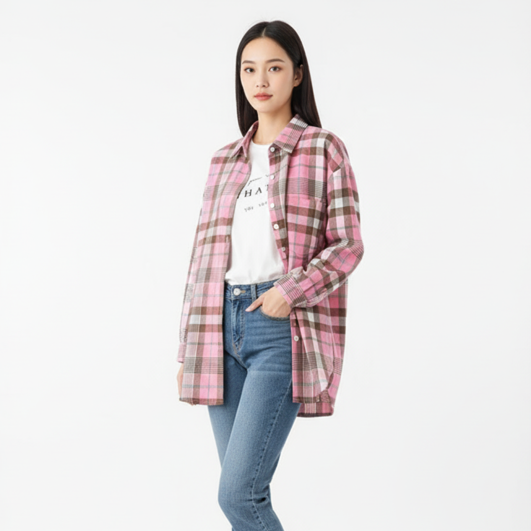 Flanellbluse mit Karomuster | Weiche Overshirt-Bluse für Damen