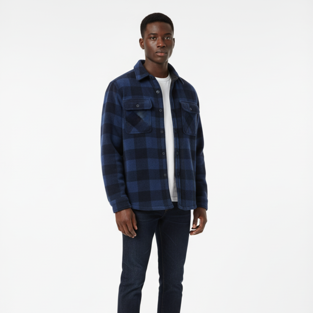 Herren Flanelljacke mit Fleecefutter & Karomuster | Warme Winter Overshirt-Jacke