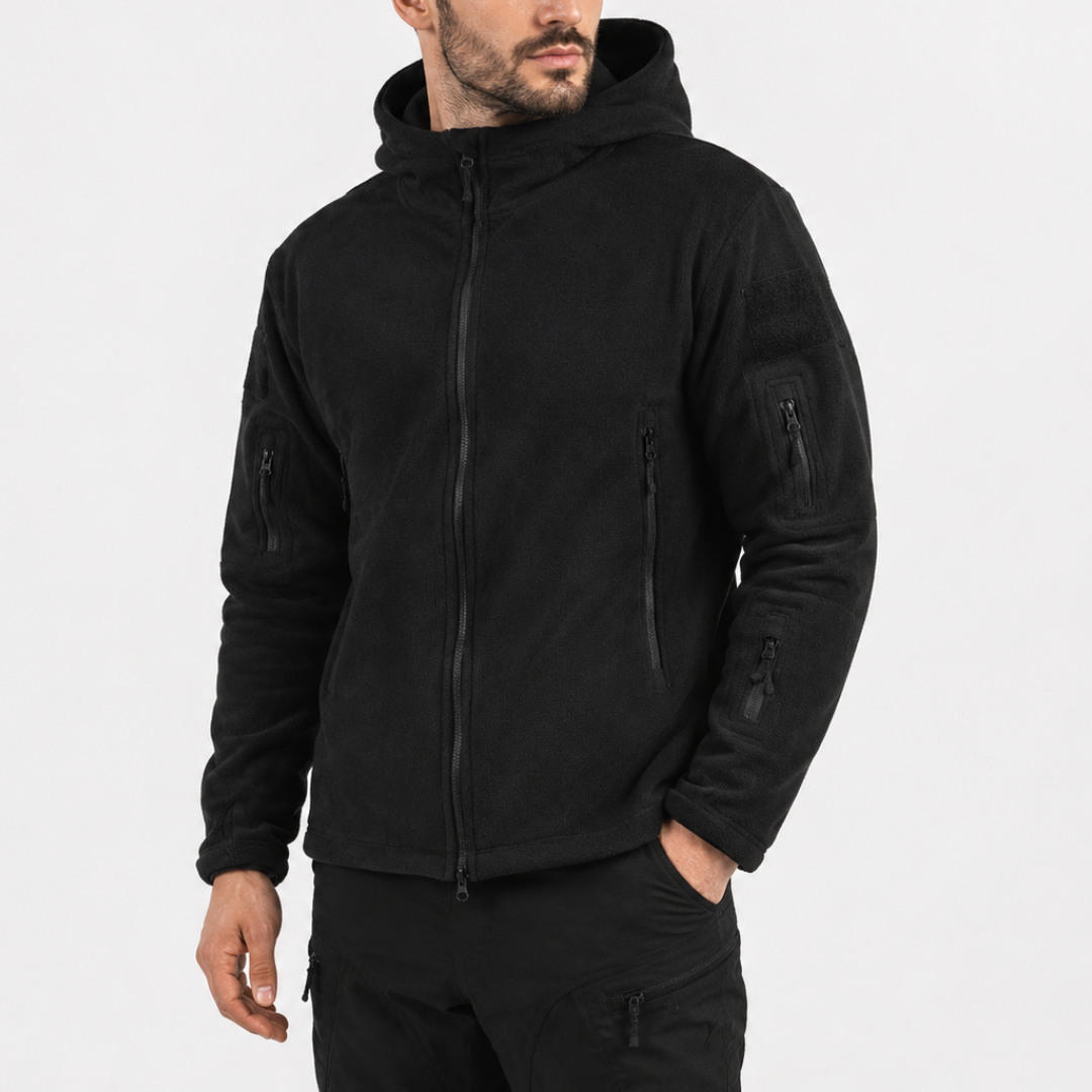 Winddichte Herren-Fleecejacke mit Kapuze – Warme Outdoor-Softshell