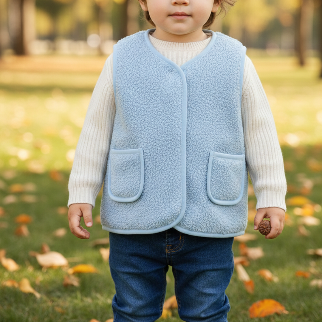 Weste für Kinder mit Reißverschluss & Tasche – CozyBear Vest