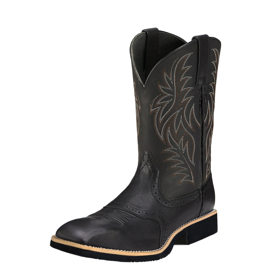 Stiefel mit eckiger Zehenform & klassischer Stickerei – WestRider Boots