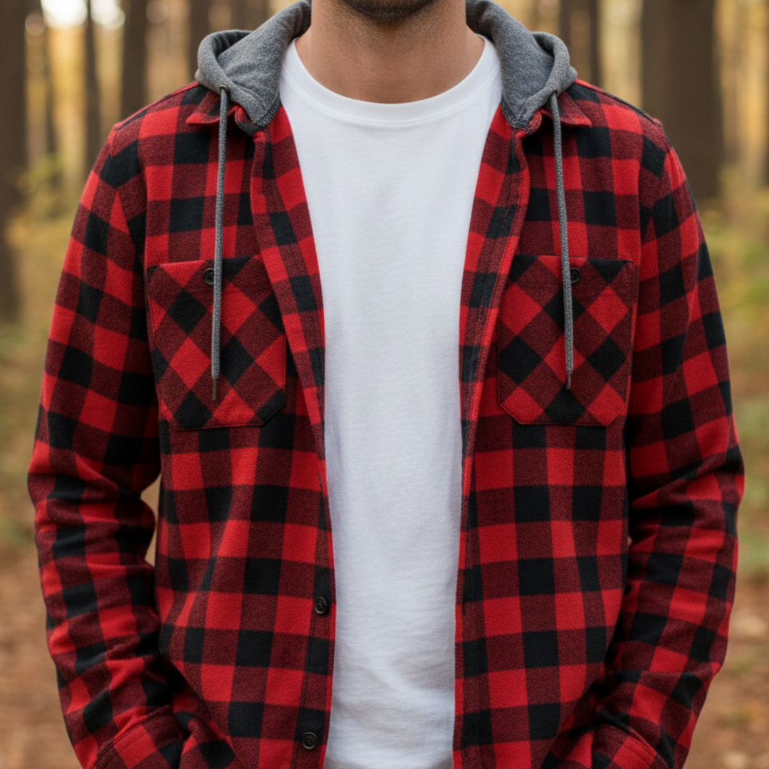 Flanell Pullover mit Kapuze & Karo-Design – Nordspur TrailHaven