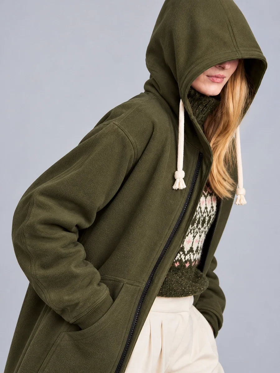 Longline Reißverschluss-Freizeitjacke für Alltags-Layering