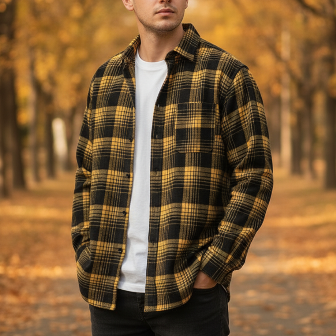 Herren Flanellhemd mit Karomuster & Oversized Fit | Weiches Holzfällerhemd