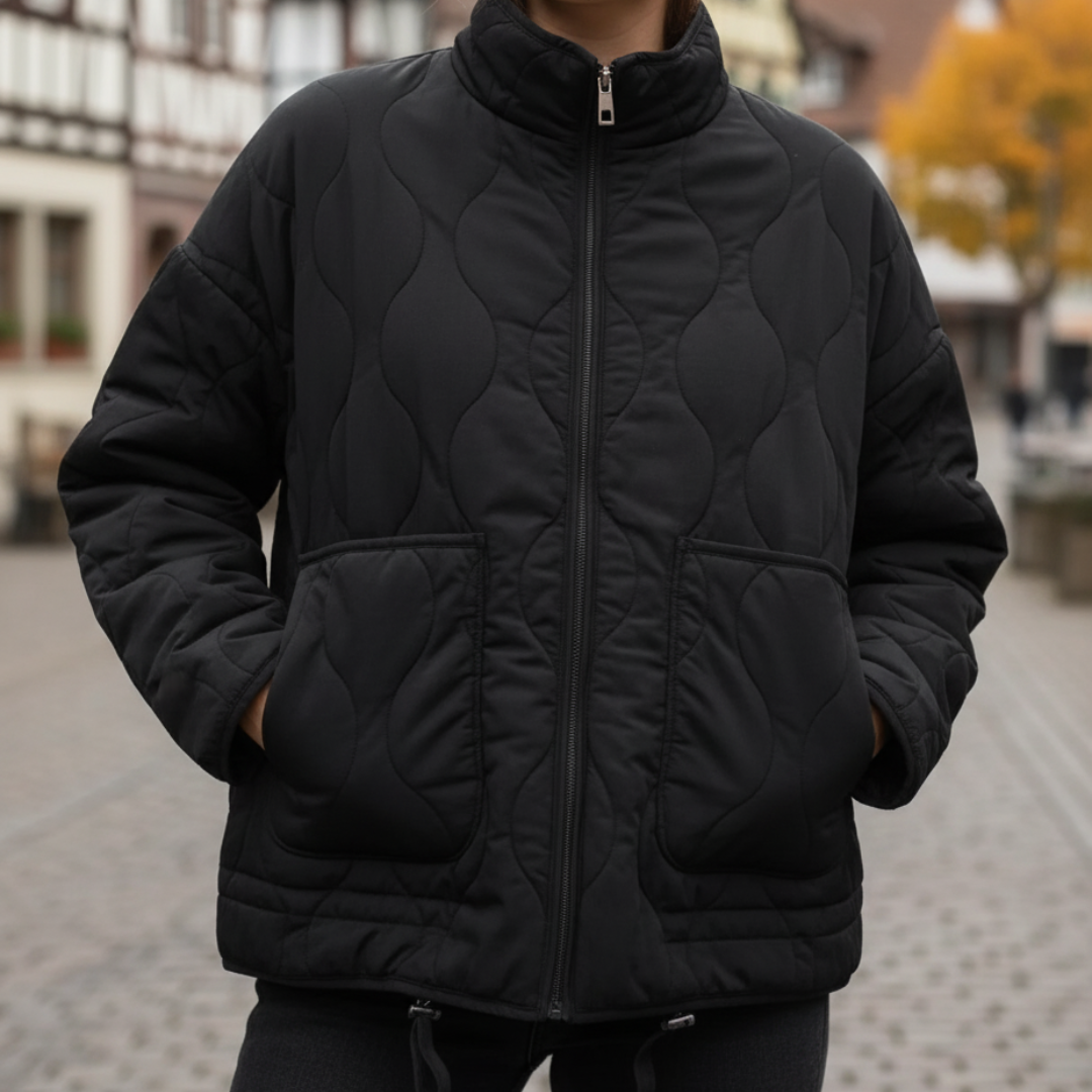 Mantel Damen gesteppt mit hohem Kragen & Taschen – QuiltaWarm Jacke