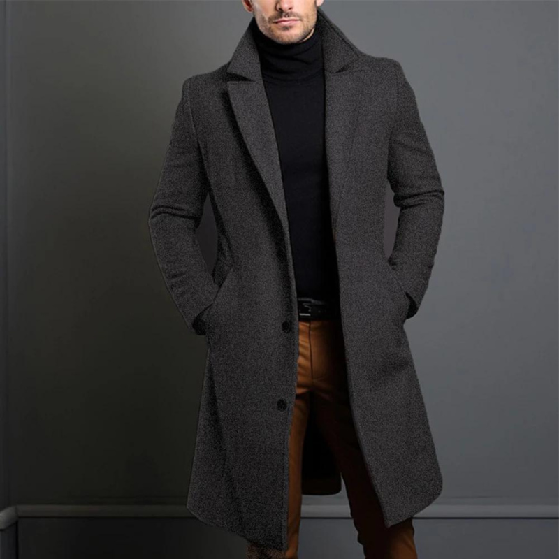 Herren Wollmantel – Taillierter Longline-Layer für Business und Winterkleidung