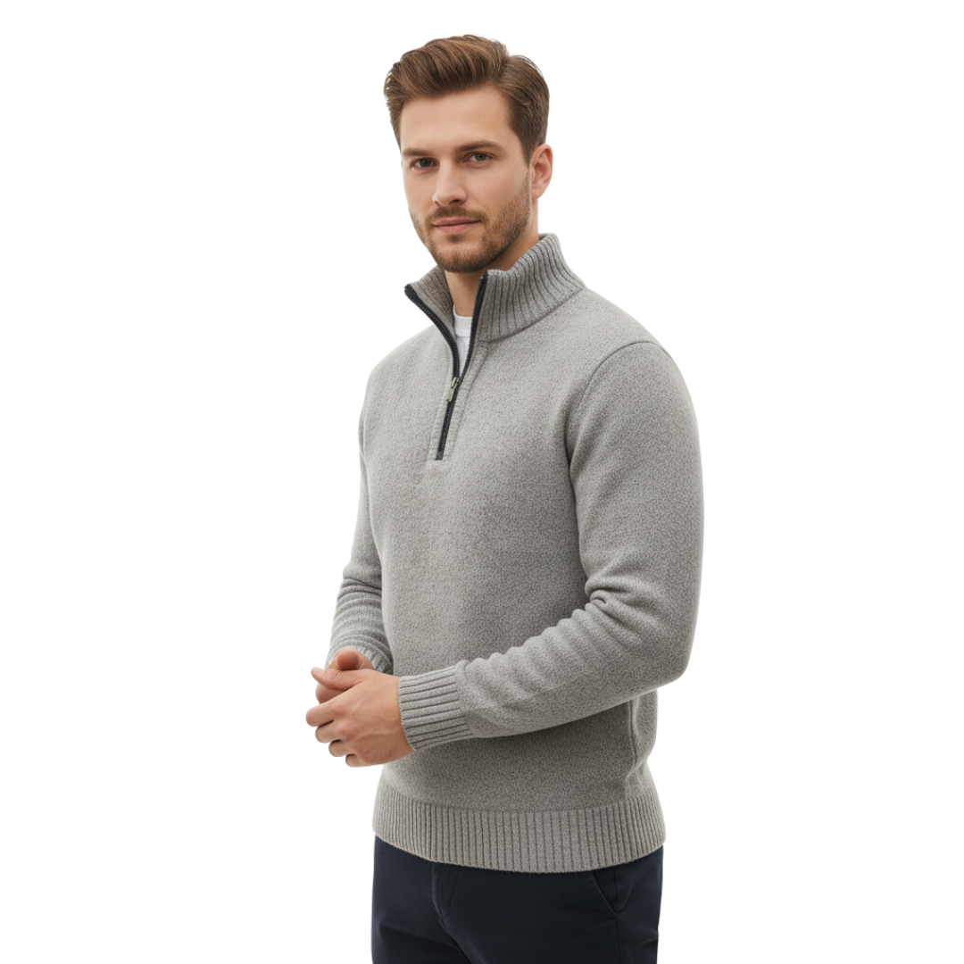 Nordspur | MerinoEdge Strickpullover mit Halb-Reißverschluss