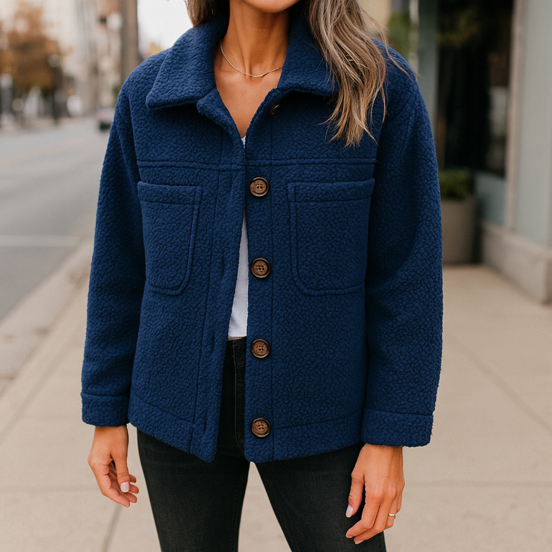 Teddyjacke Damen kurz & warm mit Reverskragen – CozySpring Jacket