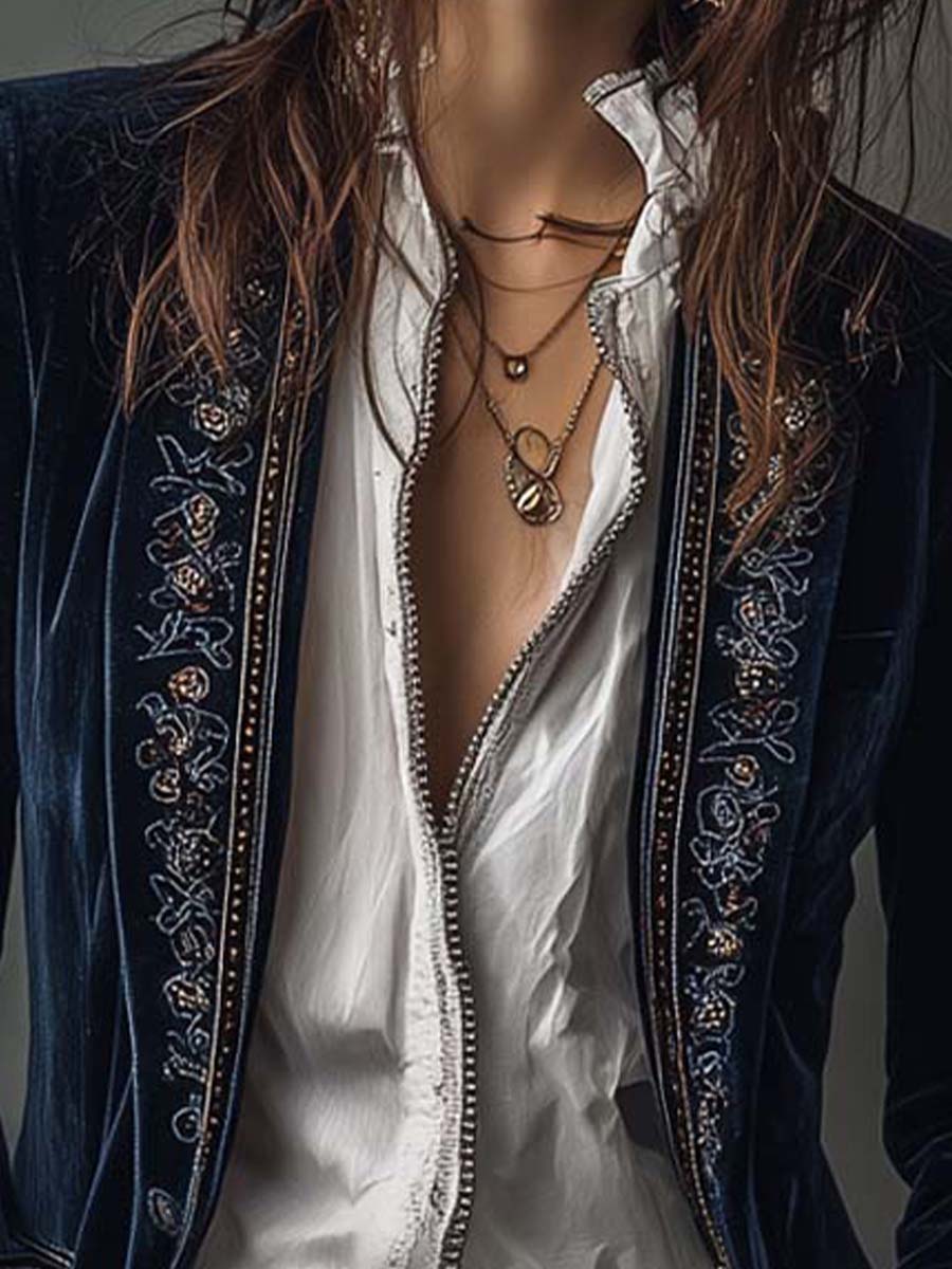 Anastasia Bestickte Longline-Jacke