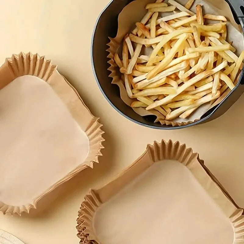 50-teilig: Einweg-Papiereinlagen für Heißluftfritteuse geeignet für 2 - 8 Quart