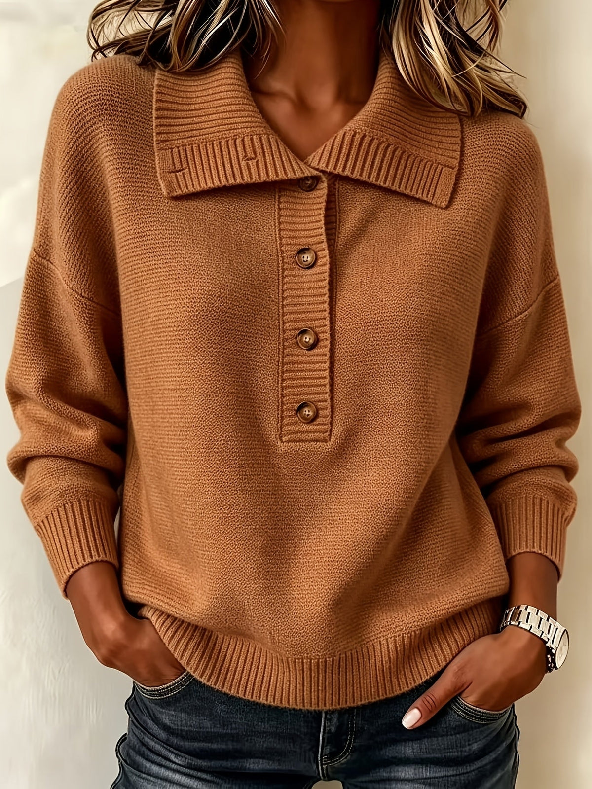 Nicole Damen Herbst-Pullover mit Knöpfen