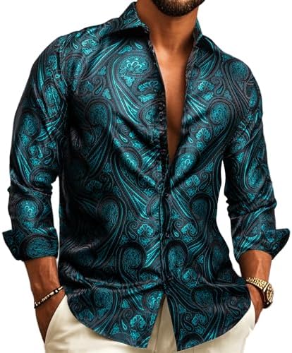 Herren Paisley-Jacquard-Hemd – Raffinierter Langarmstil für Hochzeiten und Abendgarderobe