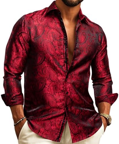 Herren Paisley-Jacquard-Hemd – Raffinierter Langarmstil für Hochzeiten und Abendgarderobe
