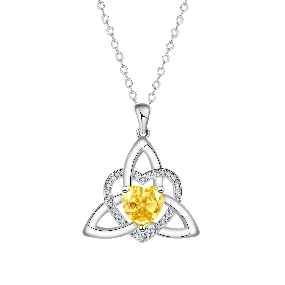 Geburtsstein Keltischer Trinity Knoten Herz Halskette Herzförmiger Keltischer Trinity Knoten Geburtsstein Anhänger
