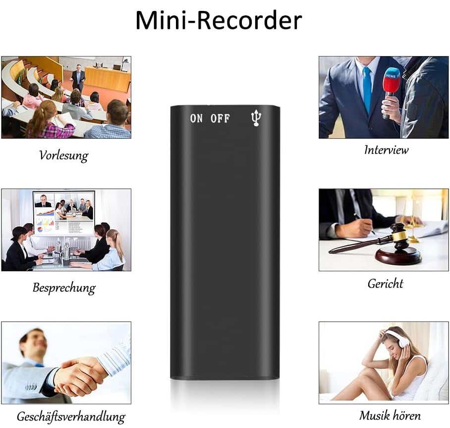 HD-Sprachaufnahmegerät – Kompakt, Hochwertiger Sound & Perfekt für Meetings, Vorlesungen und Interviews