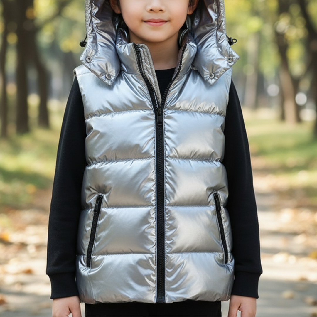 Weste für Kinder mit Kapuze & Glanzoptik – FrostShell Vest