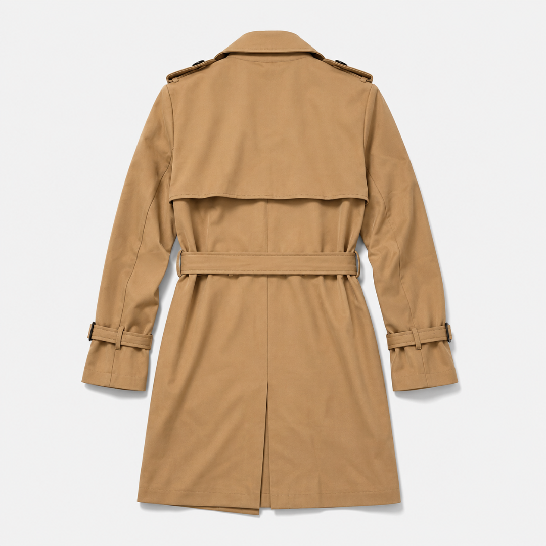 Damen Langer Doppelreihiger Trenchcoat – Klassischer Mantel mit Gürtel