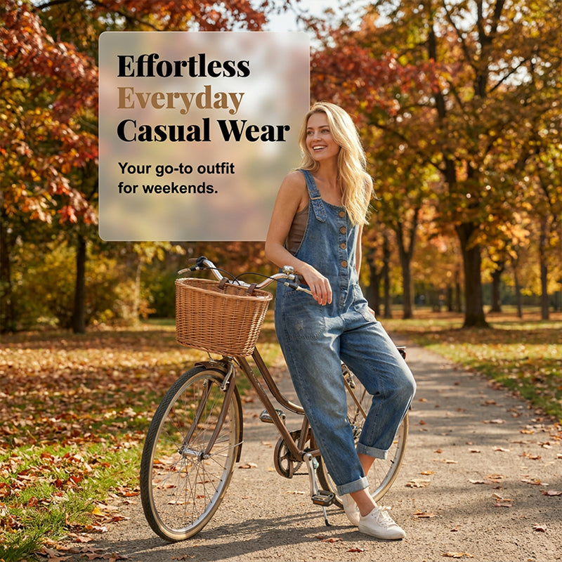 Damen Relaxed-Fit Denim-Latzhose mit tiefen Taschen