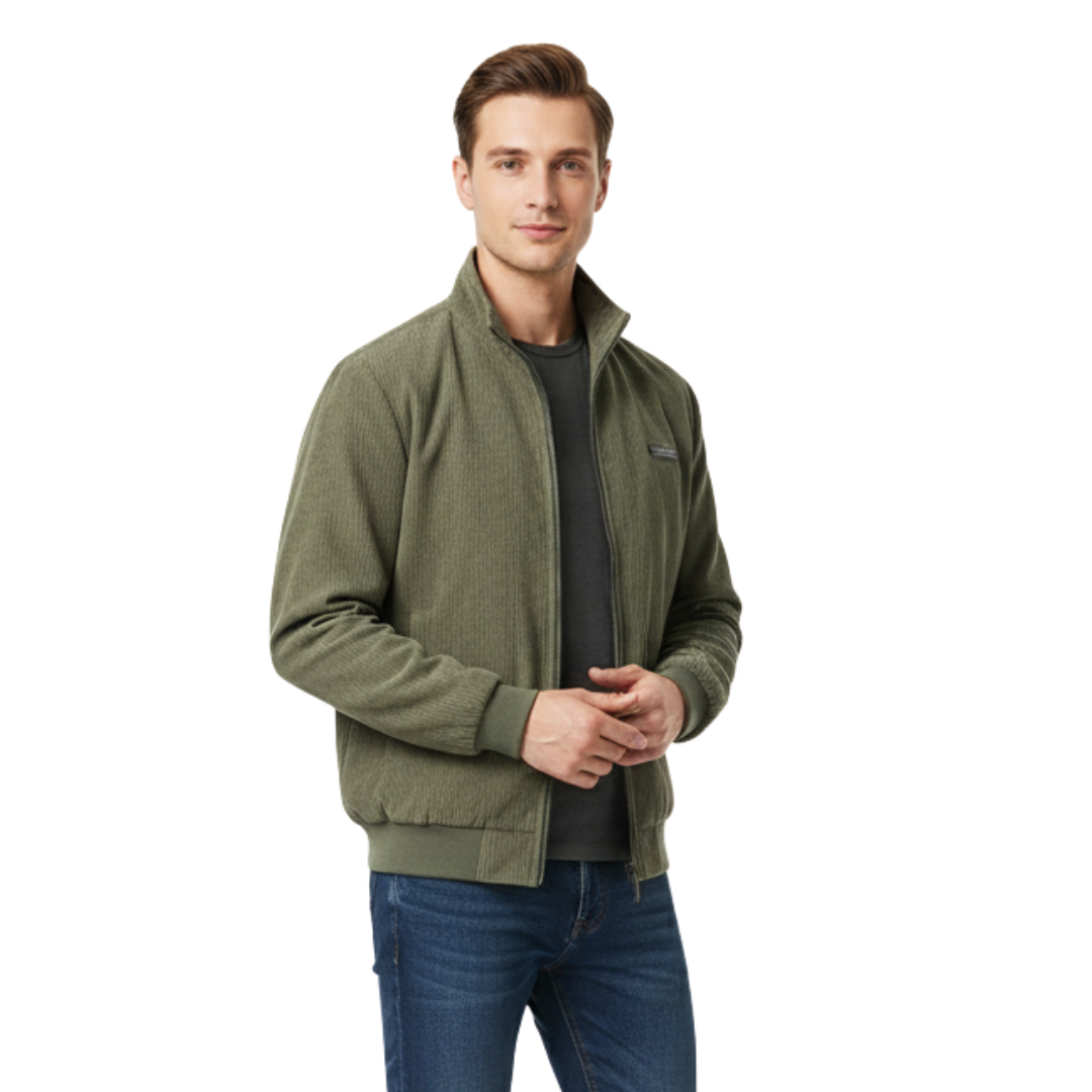 Herren Cordjacke mit Fleecefutter – Warme Winterjacke mit Reißverschluss