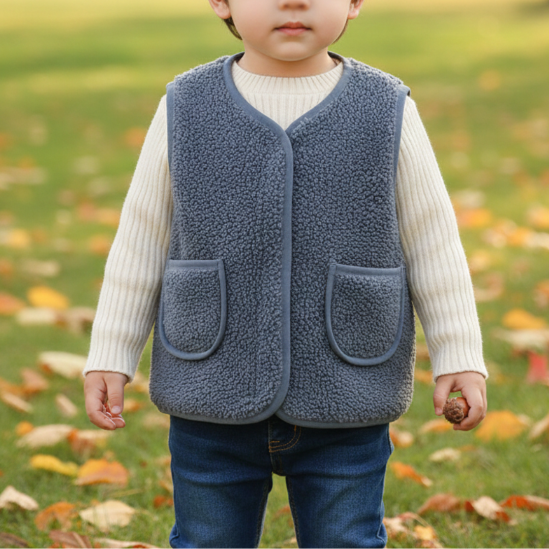 Weste für Kinder mit Reißverschluss & Tasche – CozyBear Vest