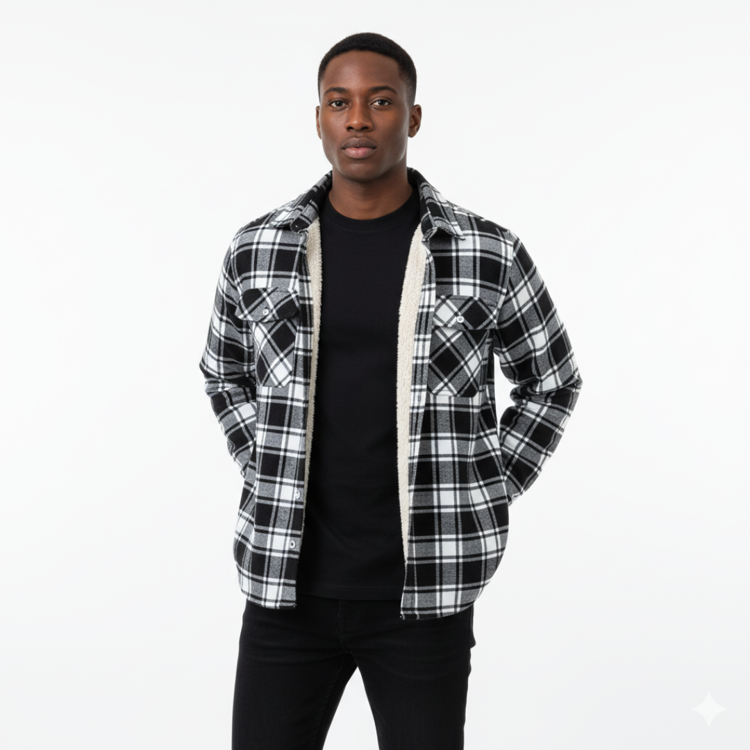 Sherpa Jacket – Herren Flanelljacke mit Fleecefutter & 3 Taschen | Warme Karo Overshirt-Jacke