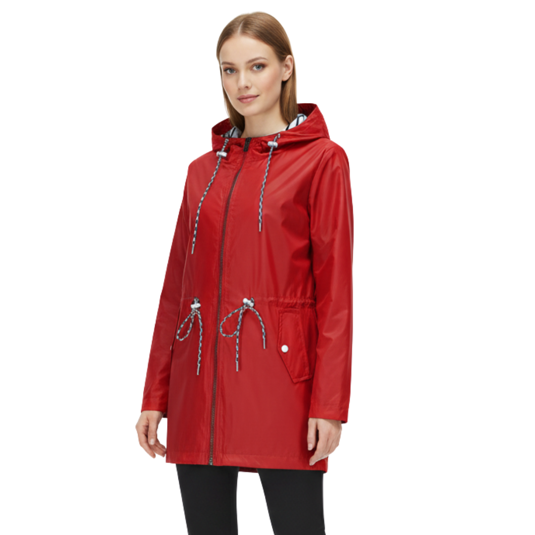 Damen Wasserdichte Leichte Jacke mit Verstellbarer Taille – Regenjacke mit Kapuze
