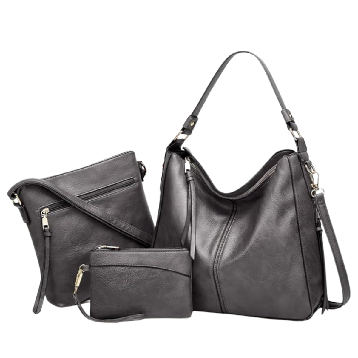 Luxuriöses Leder 3-teiliges Hobo-Taschen-Set