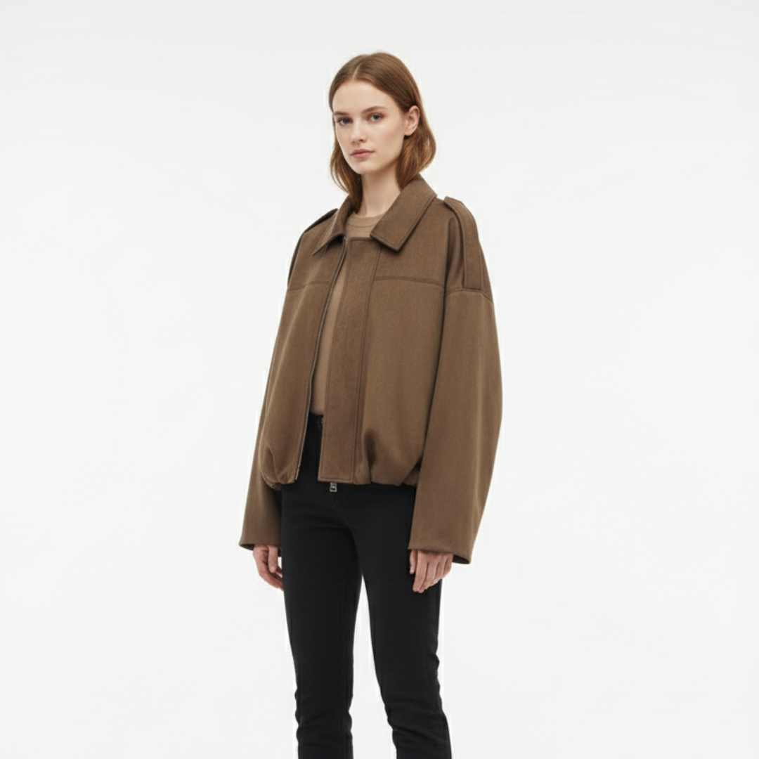 Damen Oversize Zip-Up Jacke – SoftFlow Urban Mantel