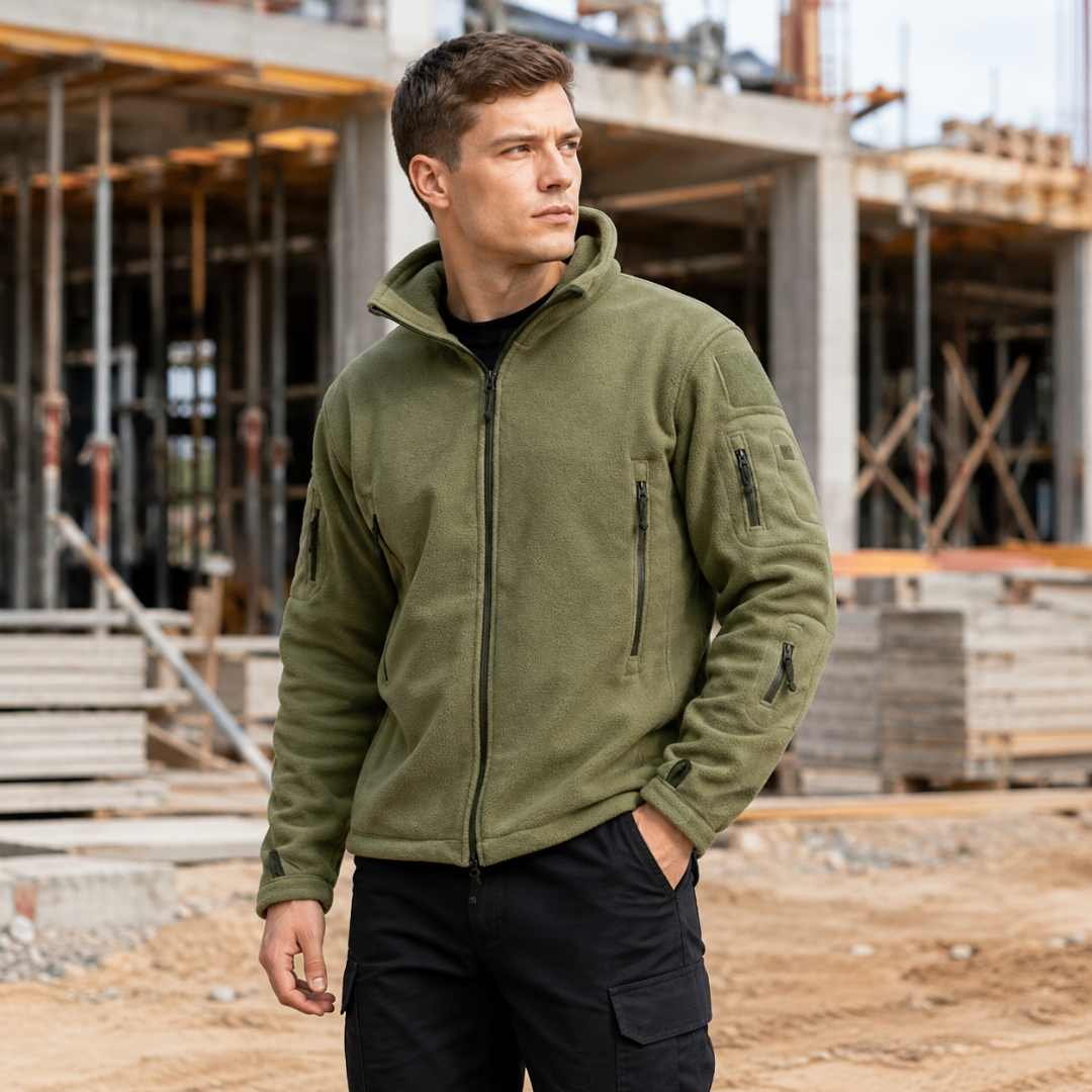 Winddichte Herren-Fleecejacke mit Kapuze – Warme Outdoor-Softshell